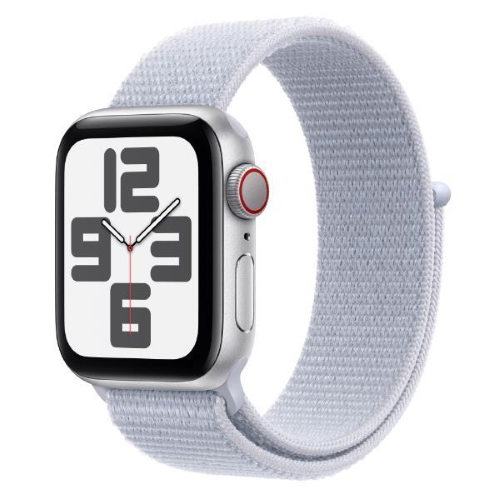 Apple Watch SE (GPS + Cellular) - 2ª generazione - 40 mm - alluminio argento - smartwatch con sport loop - nylon morbido a doppio strato - blue cloud - dimensione del polso: 130-200 mm - 32 GB - LTE, Wi-Fi 4, Bluetooth - 4G - 27.8 g